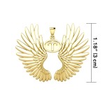 Guardian Angel Wings 18K Gold Pendant with Aries Zodiac Sign 