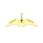 Guardian Angel Wings 18K Gold Pendant with Gemini Zodiac Sign 