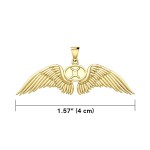 Guardian Angel Wings 14K Gold Pendant with Gemini Zodiac Sign 
