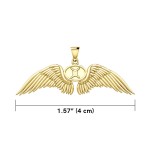 Guardian Angel Wings 14K Gold Pendant with Gemini Zodiac Sign 