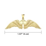 Guardian Angel Wings 18K Gold Pendant with Gemini Zodiac Sign 