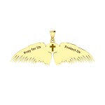 Guardian Angel Wings 18K Gold Pendant with Libra Zodiac Sign 