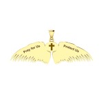 Guardian Angel Wings 14K Gold Pendant with Libra Zodiac Sign 