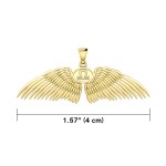 Guardian Angel Wings 18K Gold Pendant with Libra Zodiac Sign 