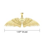 Guardian Angel Wings 14K Gold Pendant with Libra Zodiac Sign 