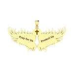 Guardian Angel Wings 14K Gold Pendant with Scorpio Zodiac Sign 