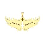 Guardian Angel Wings 14K Gold Pendant with Scorpio Zodiac Sign 