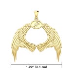 Guardian Angel Wings 18K Gold Pendant with Sagittarius Zodiac Sign 