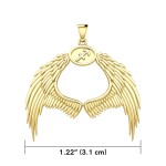 Guardian Angel Wings 18K Gold Pendant with Sagittarius Zodiac Sign 