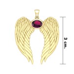Guardian Angel Wings Gold Pendant with Oval Ruby Birthstone 