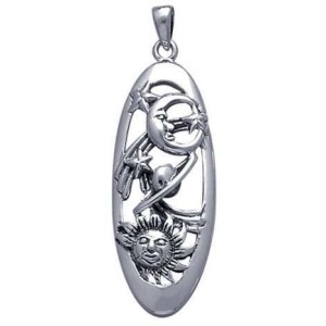 Celestial Sterling Silver Oval Pendant