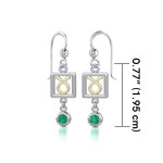 Taurus Zodiac Sign Earrings with Emerald