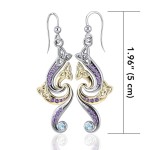 Modern Celtic Triquetra Silver and Gold Dangle Earrings