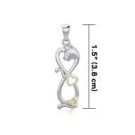 Infinity Cat with Heart and Celtic Trinity Knot Gold Accent Pendant