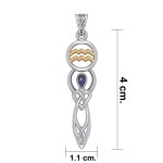 Celtic Goddess Aquarius Zodiac Symbol Pendant with Amethyst