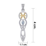 Celtic Goddess Pisces Zodiac Symbol Pendant with Aquamarine