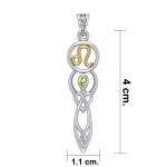 Celtic Goddess Leo Zodiac Symbol Pendant with Peridot