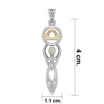 Celtic Goddess Libra Zodiac Symbol Pendant with Opal