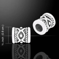 Cylinder Braided Sterling Silver Story Bead