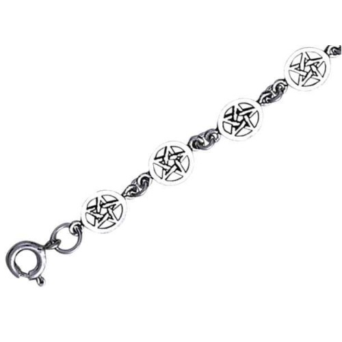 Pentacle Sterling Silver Link Bracelet