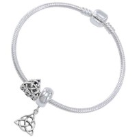 Triquetra Sterling Silver Bead Bracelet