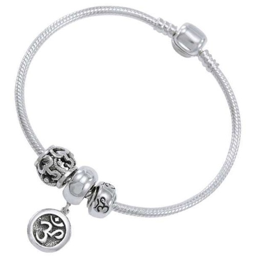 Om Sterling Silver Bead Bracelet