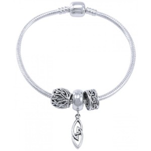 Celtic Knotwork Sterling Silver Bead Bracelet