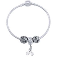 Triskele Sterling Silver Bead Bracelet