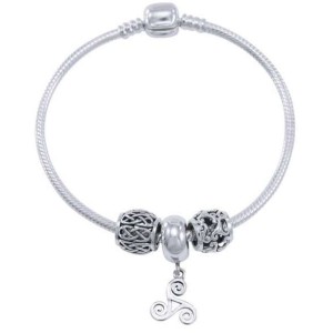Triskele Sterling Silver Bead Bracelet