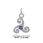 Amethyst Silver Celtic Triskele Birthstone Charm