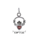 Celtic Claddagh Garnet Birthstone Charm