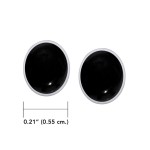 Oval Black Onyx Cabochon Post Earrings