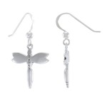 Dragonfly Silver and Pink Shell Gem Earrings