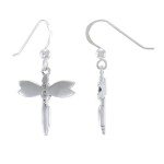 Dragonfly Silver and Black Onyx Gem Earrings