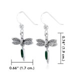 Dragonfly Silver and Malachite Gem Earrings