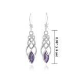 Celtic Knotwork Silver Earrings with Amethyst Gems