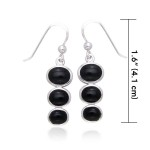 Round Tiered Black Onyx Cabochon Earrings