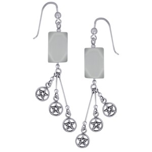 Pentacle Gemstone Sterling Silver Earrings