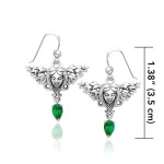Angel Face Earrings with Dangling Emerald Gems
