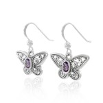 Butterfly Earrings with Amethyst