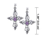 Gothic Cross Amethyst Earrings