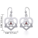 Trinity Heart Earrings with Inlaid Garnet Recovery Symbol