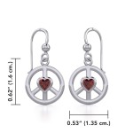 Peace Earrings with Garnet Heart