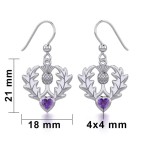 Thistle Earrings with Amethyst Heart