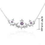 Scottish Thistle Necklace with Amethyst Gemstone