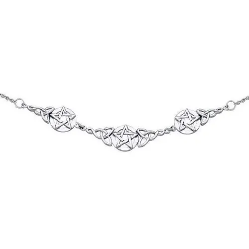 Triquetra Pentacle Sterling Silver Necklace