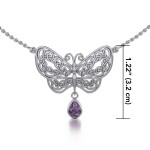 Celtic Knot Butterfly Necklace with Amethyst