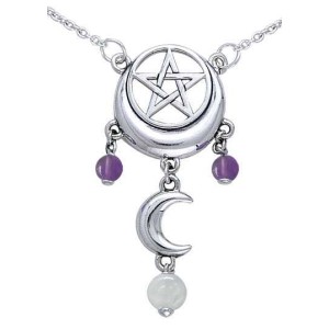 Magick Moon Silver Necklace with Amethyst