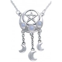 Crescent Pentacle Necklace with Moontones