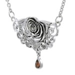 Brigid Ashwood Sacred Rose Silver Necklace with Mother of Pearl